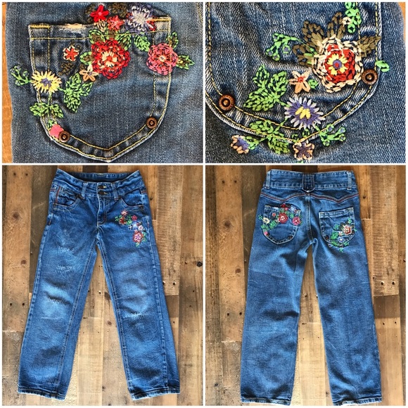 🌼mary-kate & ashley Boho Embroidered Jeans Sz 7🌼 - Picture 6 of 8